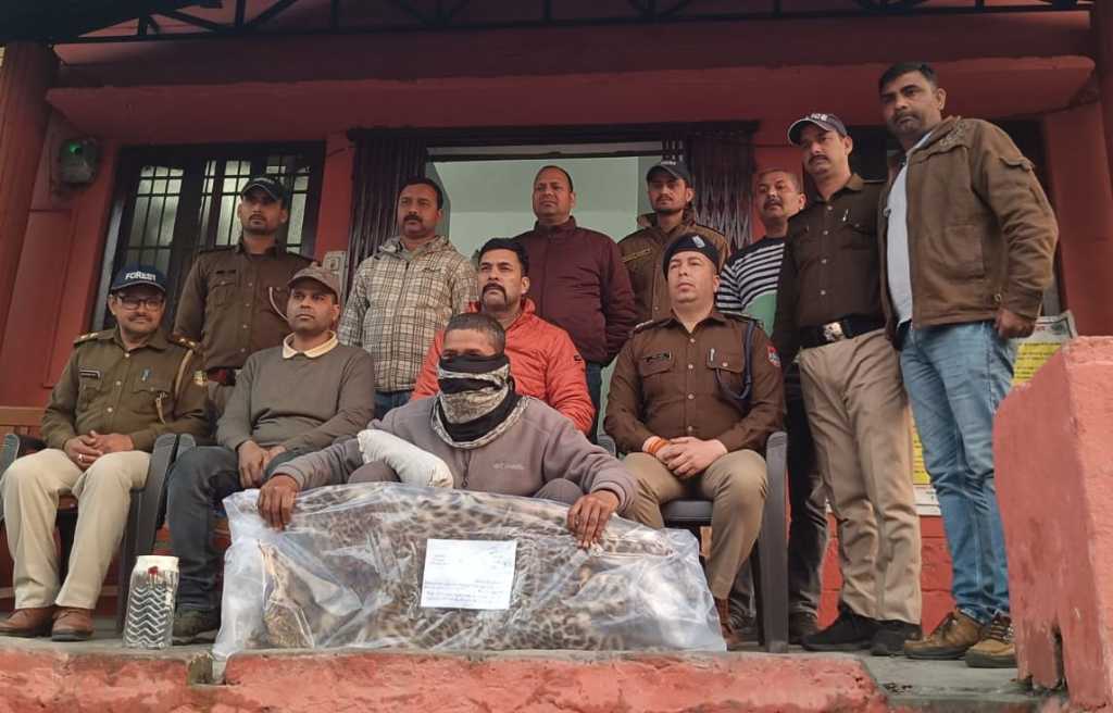 चल्थी चेक पोस्ट पर गुलदार की खाल के साथ एक आरोपी गिरफ्तार, वन्यजीव संरक्षण अधिनियम में हुआ मुकदमा दर्ज।
