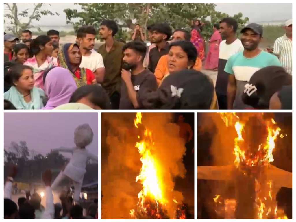 मेला शुरू, दुकानें बंद एनएचपीसी की टालमटोल पर फूटा गुस्सा, जीएम ऋषि रंजन का पुतला फूंक कर जताया आक्रोश।