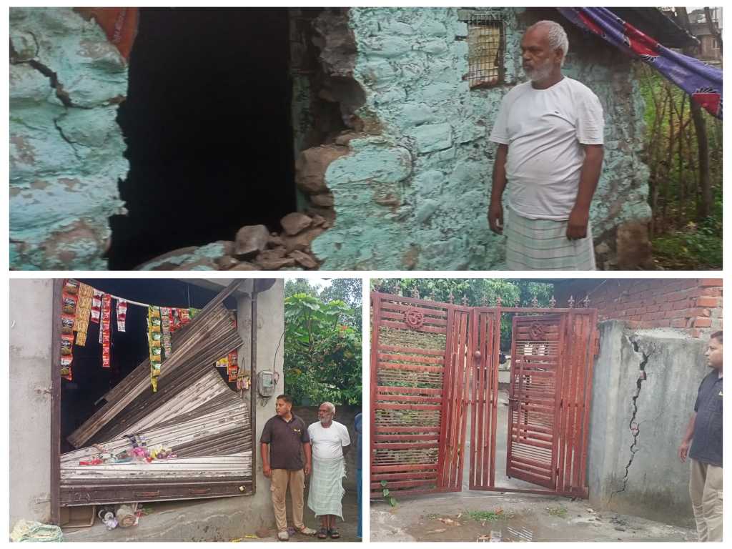 हाथी ने मचाया उत्पात – ग्राम पंचायत नायकगोठ में दुकान का तोड़ा शटर, सामान किया क्षतिग्रस्त, गेट भी तोड़ा।
